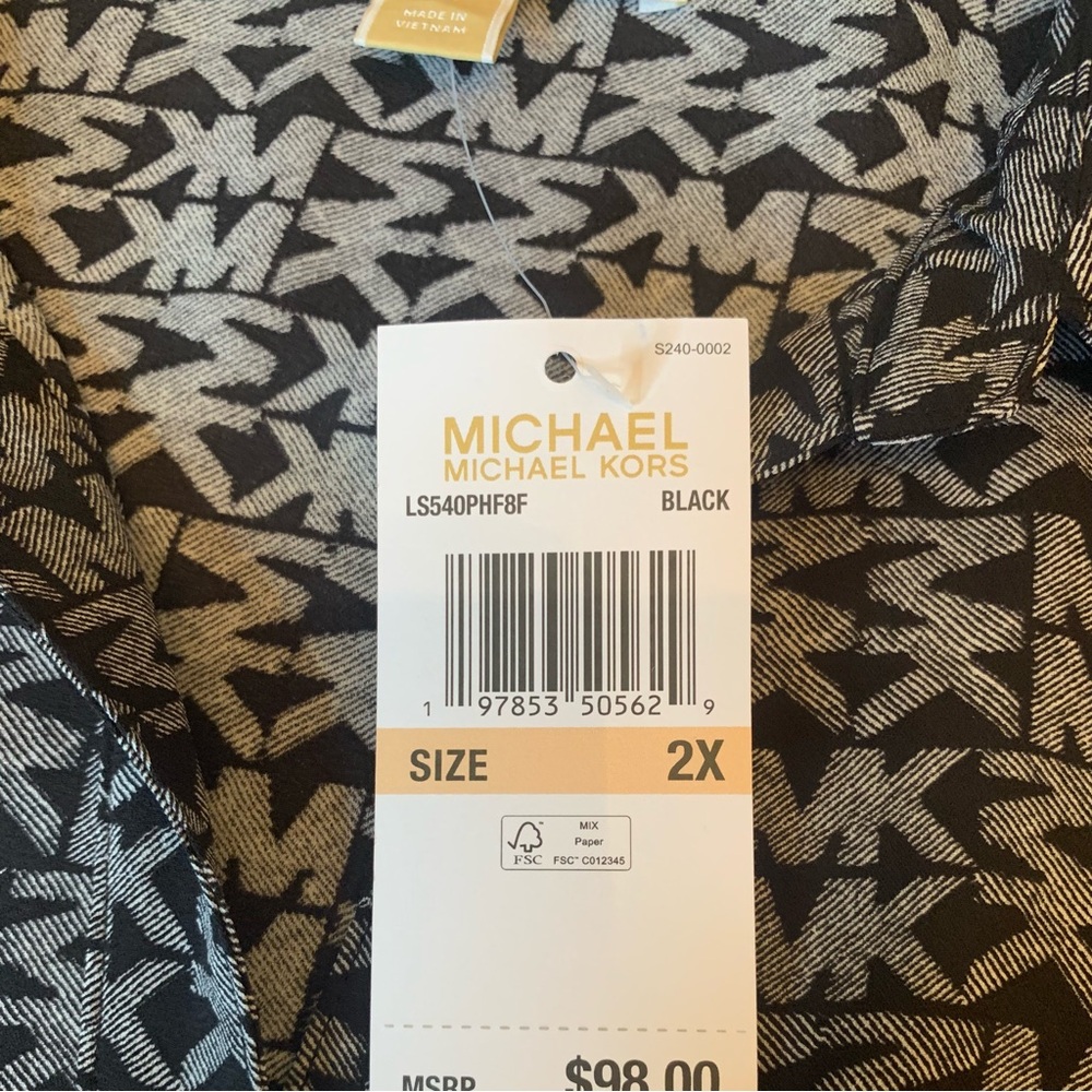 ❤️Price Drop❤️MICHAEL Michael Kors Black and Gray Logo Blouse - Picture 8 of 14